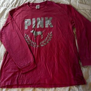 PINK Victoria's Secret Long Sleeve Tee - PINK and Silver